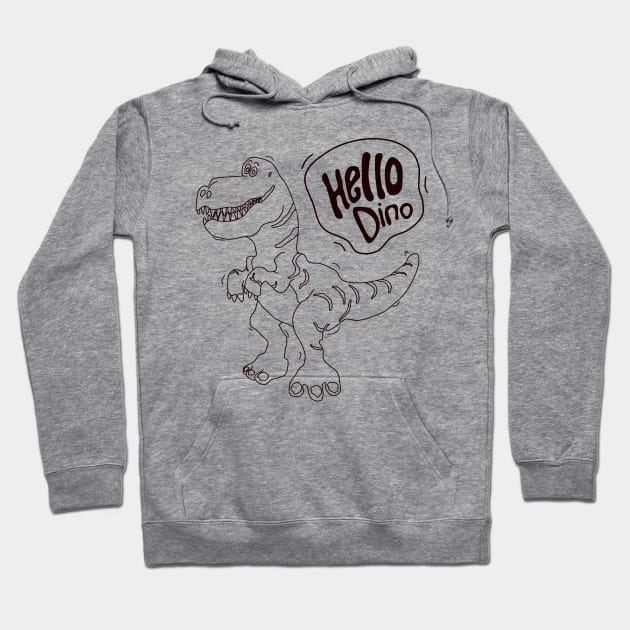 line art illustration of a monochrome dinosaur for kids coloring page Hoodie by bloomroge